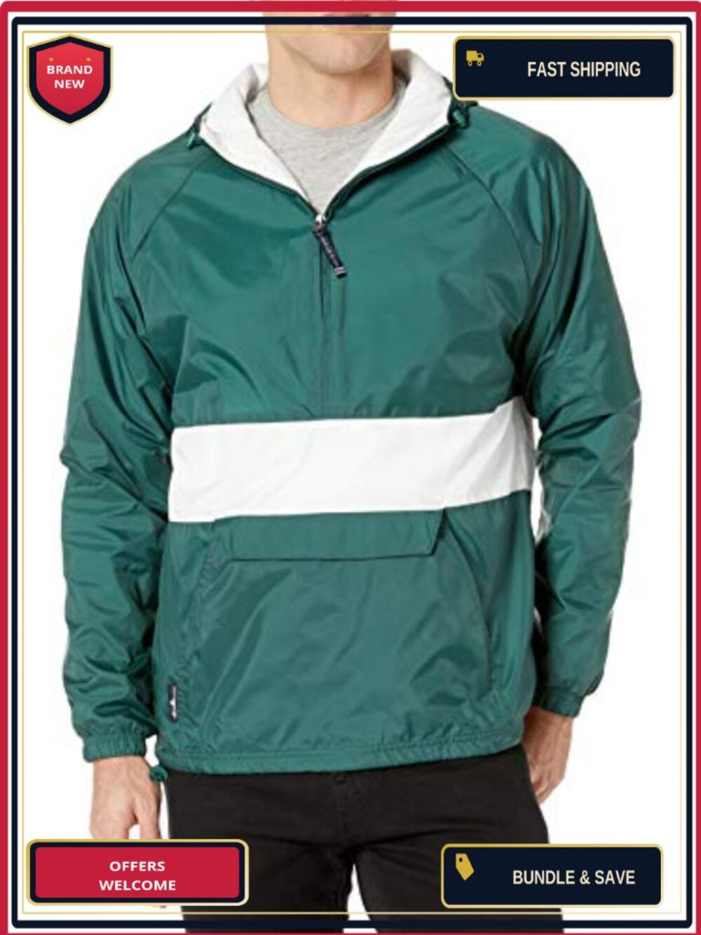 Rain Jacket Anorak Windbreaker Packable Lightweight Waterproof